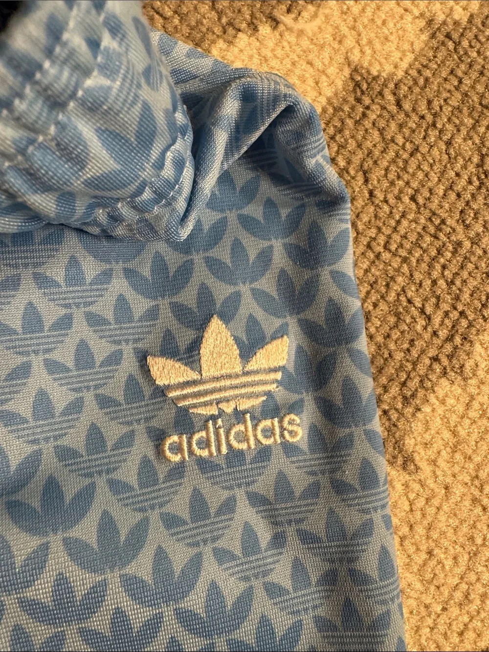 adidas Light Blue Kids Track Set with Rainbow Shoulder Stripes